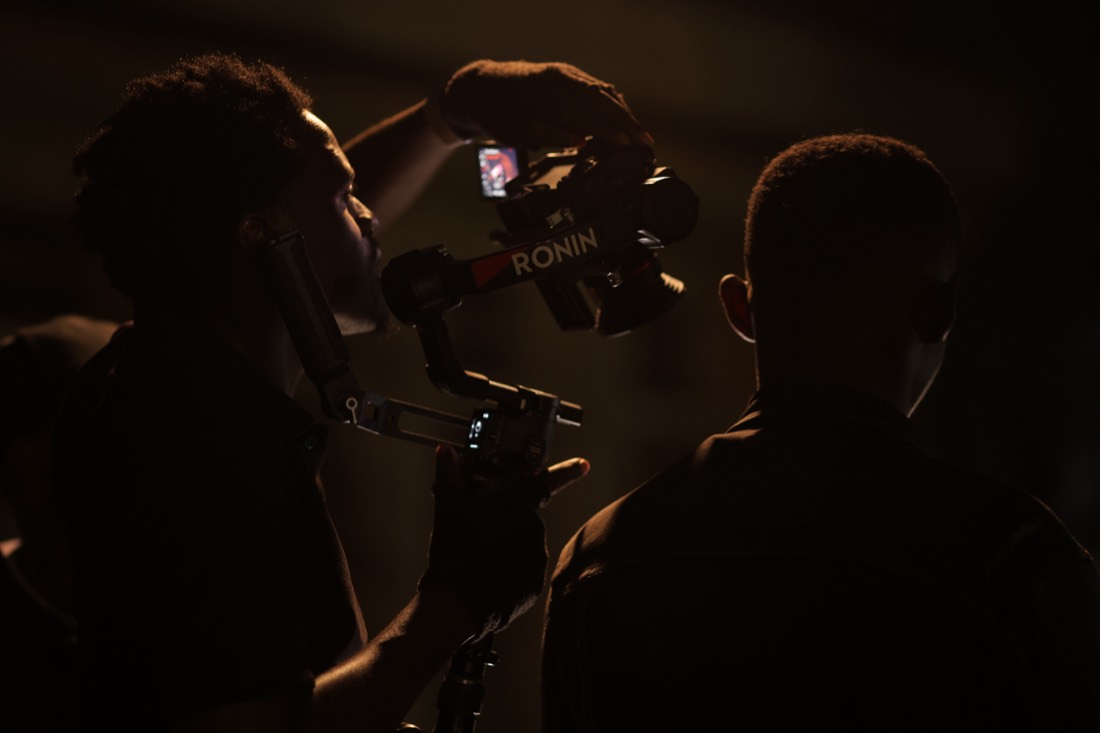 Campus 360 crew filming at night